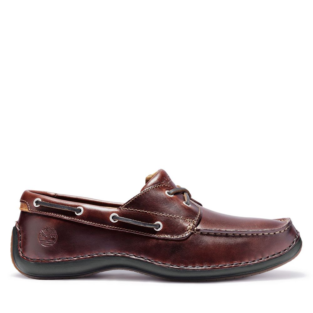 Timberland Mens Boat Shoes Annapolis 2-Eye Moc Toe - Burgundy - India RN6382095